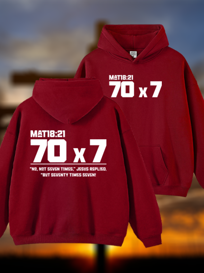 Matthew 18:21 Jesus God Christian Plush Fleece-Lined Hoodie