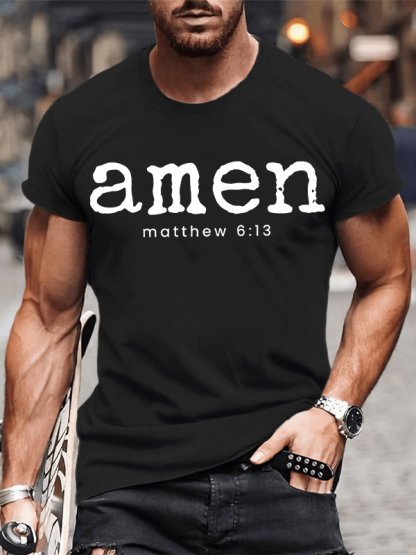 Amen Matthew 6:13 Jesus God Christian Cotton T-Shirt