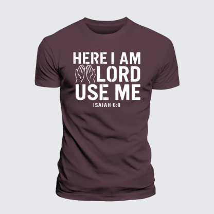 Here l am Lord Use Me Jesus God Christian Premium Mercerized Cotton Tee