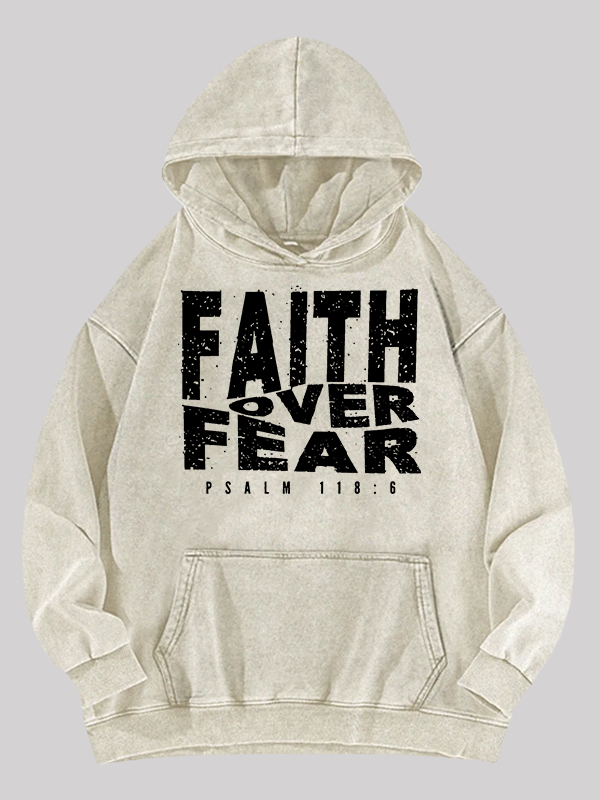 Faith Over Fear Jesus God Christian Washed Hoodie