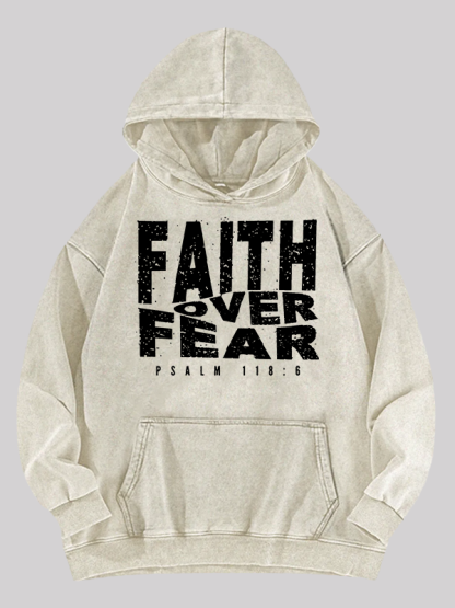 Faith Over Fear Jesus God Christian Washed Hoodie