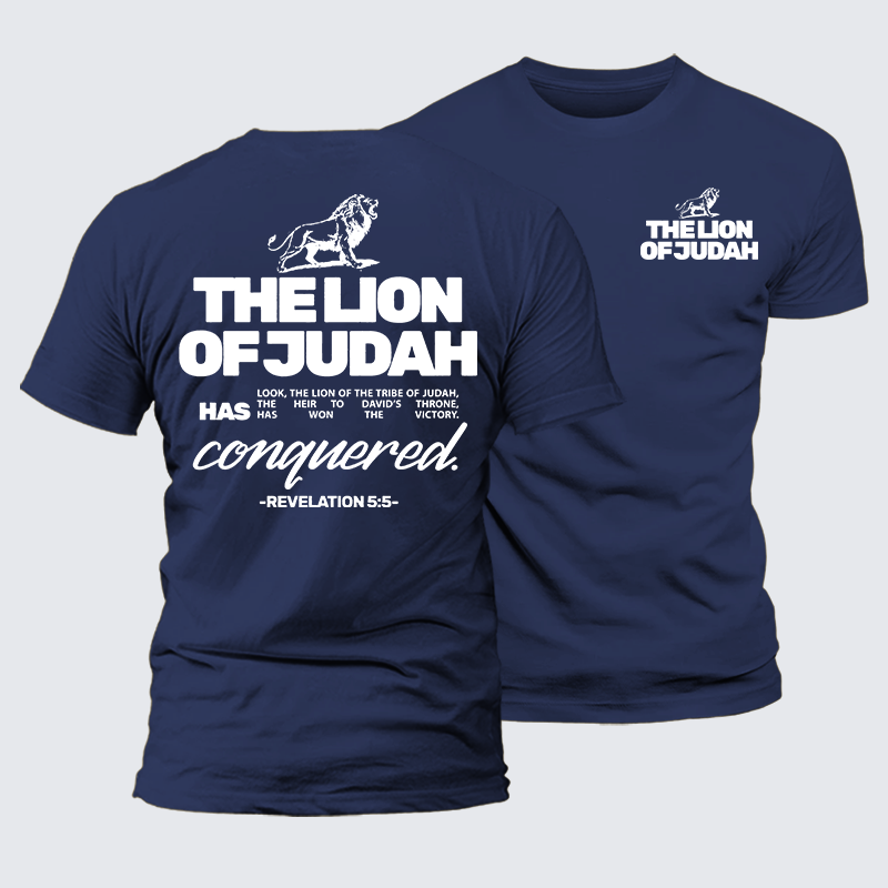 The Lion Of Judah Jesus God Christian Premium Mercerized Cotton Tee