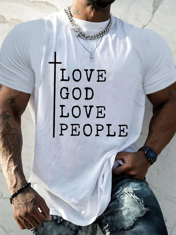 Love God Love People Jesus God Christian Cotton T-Shirt