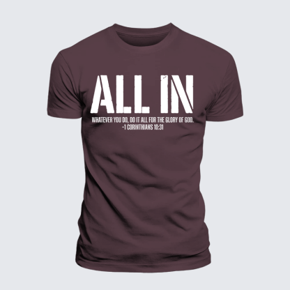 All In 1 Corinthians 10:31 Jesus God Christian Premium Mercerized Cotton Tee