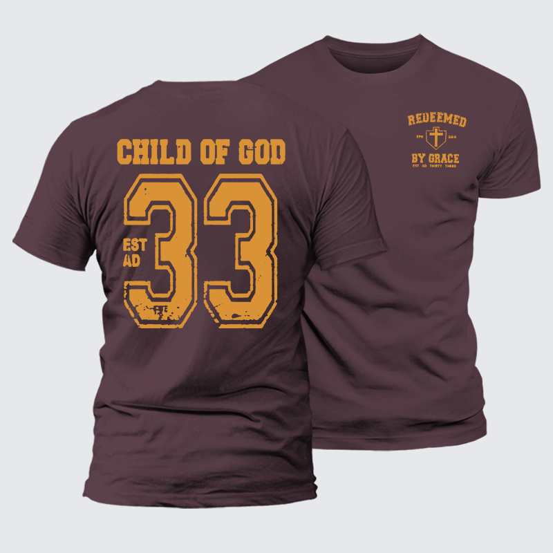 Redeemed By Grace Jesus God Christian Premium Mercerized Cotton Tee