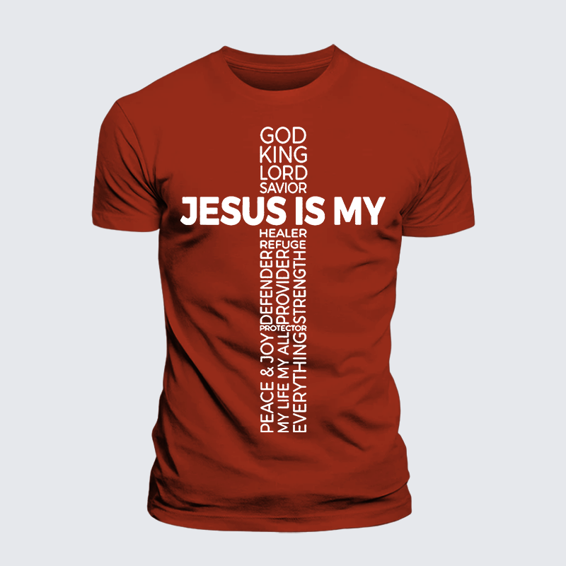 Jesus Is My God King Lord And Savior Jesus God Christian Premium Mercerized Cotton Tee