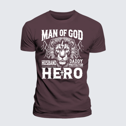 Man Of God Husband Daddy Hero Jesus God Christian Premium Mercerized Cotton Tee