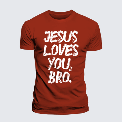Jesus Loves Bro Jesus God Christian Premium Mercerized Cotton Tee