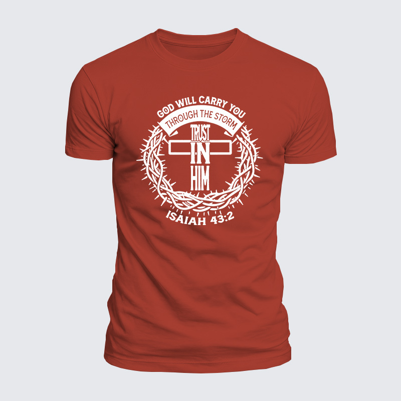 God Will Carry You Through The Storm Jesus God Christian  – Luxe Mercerized Interlock Cotton Tee