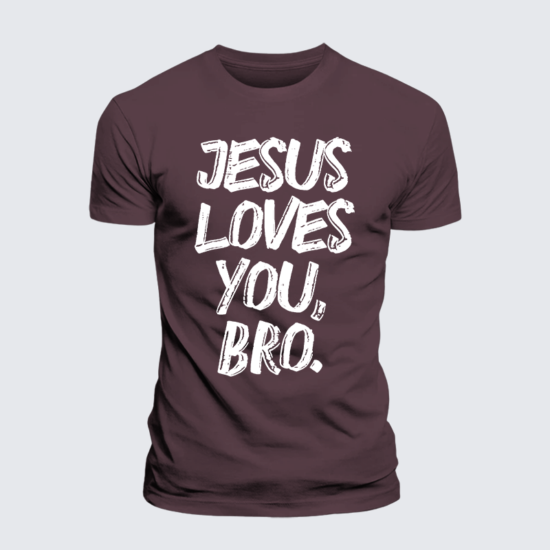 Jesus Loves Bro Jesus God Christian Premium Mercerized Cotton Tee