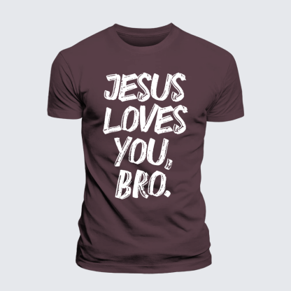 Jesus Loves Bro Jesus God Christian Premium Mercerized Cotton Tee