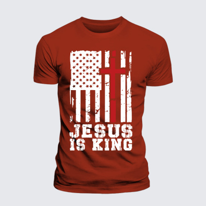 Jesus Is King Jesus God Christian Premium Mercerized Cotton Tee