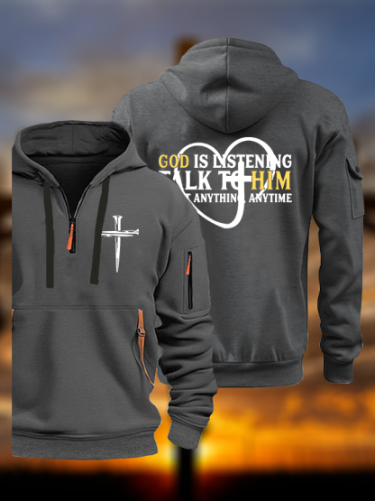 God Is Listening Talk To Him About Anything Anytime Jesus God Christian Zipper Hoodies
