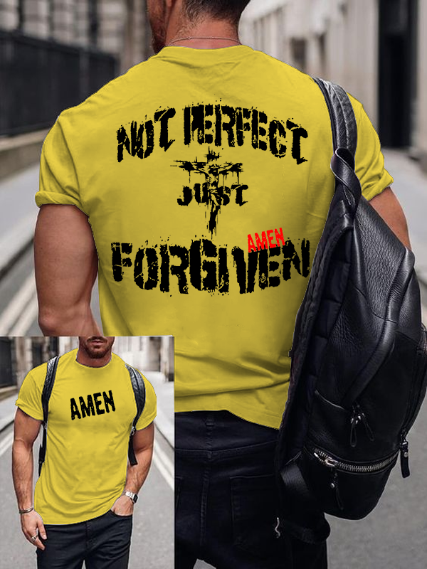 Not Perfect Just Forgiven Jesus God Christian Cotton T-Shirt