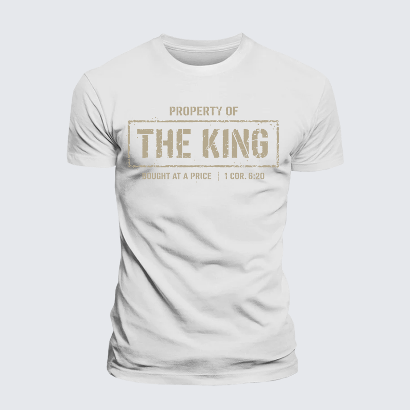 Property of The king 1 Cor. 6:20 Jesus God Christian Premium Mercerized Cotton Tee