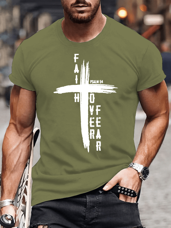 Faith Over Fear Jesus God Christian Cotton T-Shirt