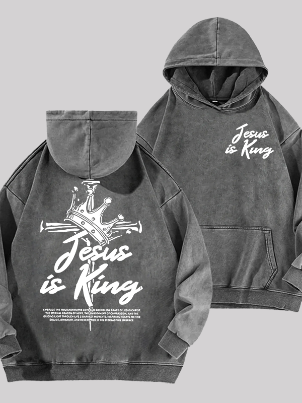 Jesus Is King Jesus God Christian Washed Hoodie