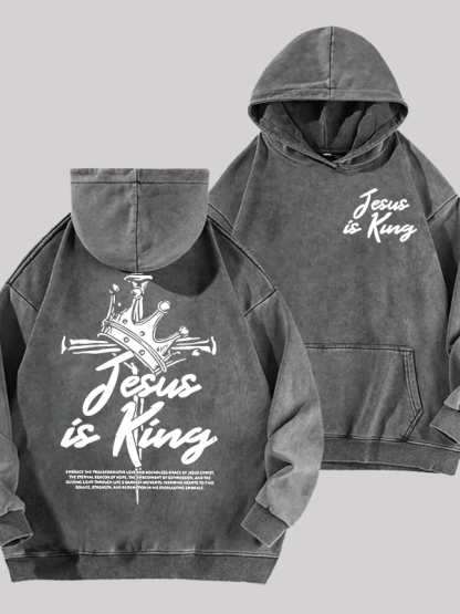 Jesus Is King Jesus God Christian Washed Hoodie