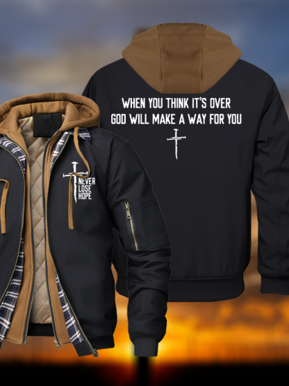 Never Lose Hope Warm Hooded Bomber Jacket