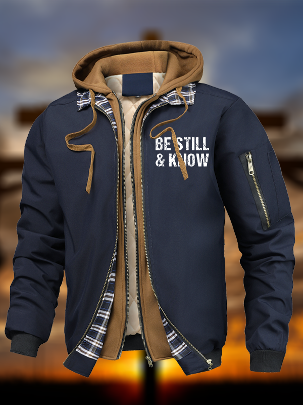 Be Still And Know Warm Hooded Bomber Jacket