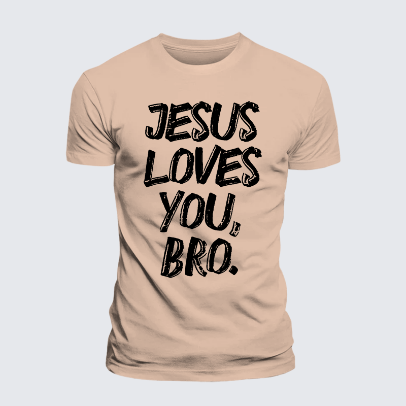 Jesus Loves Bro Jesus God Christian Premium Mercerized Cotton Tee