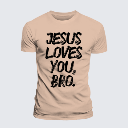 Jesus Loves Bro Jesus God Christian Premium Mercerized Cotton Tee