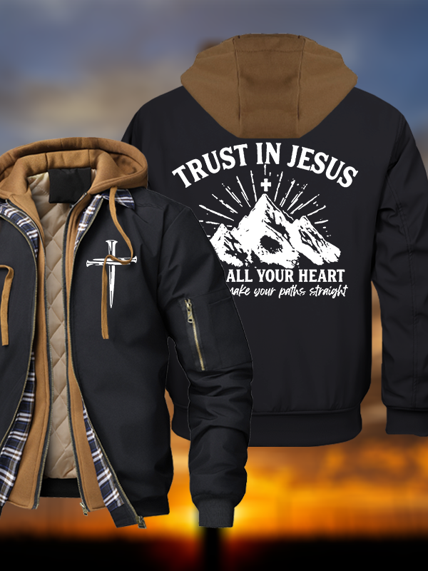 Trust In Jesus With All Your Heart Warm Hooded Bomber Jacket