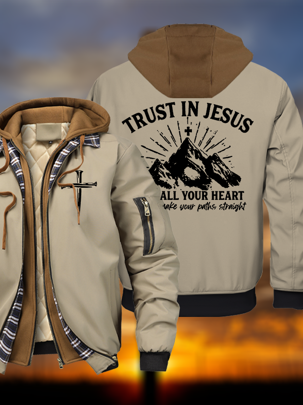 Trust In Jesus With All Your Heart Warm Hooded Bomber Jacket