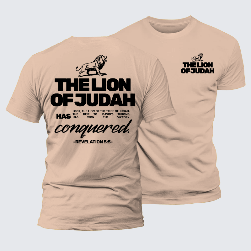 The Lion Of Judah Jesus God Christian Premium Mercerized Cotton Tee