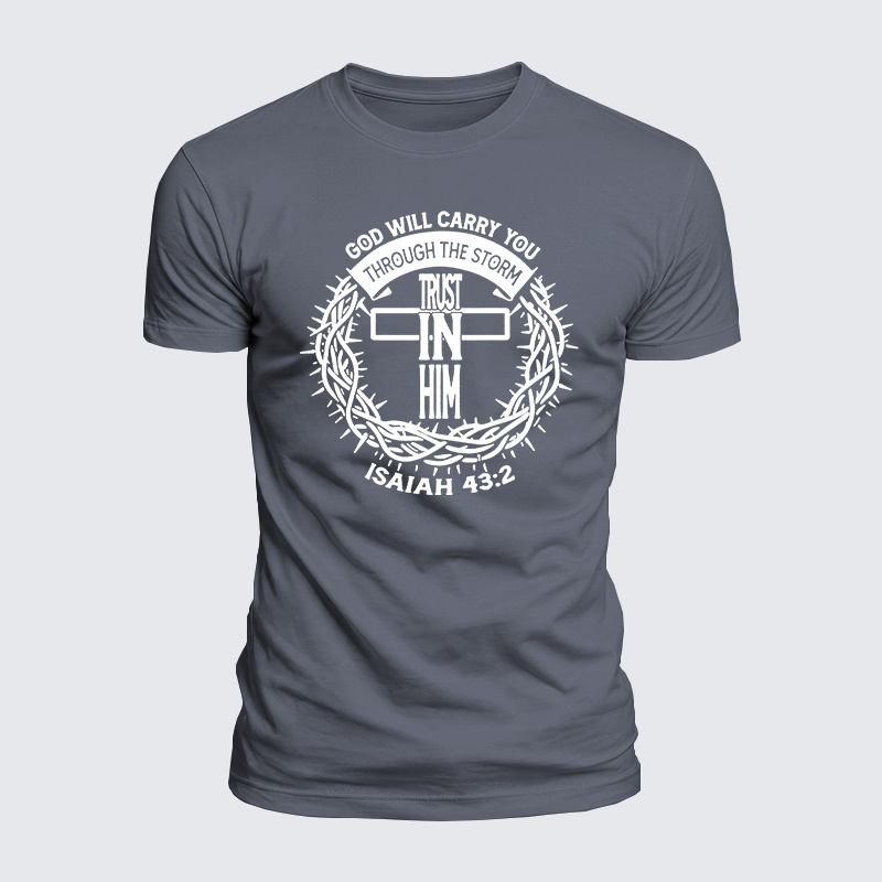 God Will Carry You Through The Storm Jesus God Christian  – Luxe Mercerized Interlock Cotton Tee