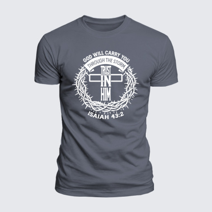 God Will Carry You Through The Storm Jesus God Christian  – Luxe Mercerized Interlock Cotton Tee