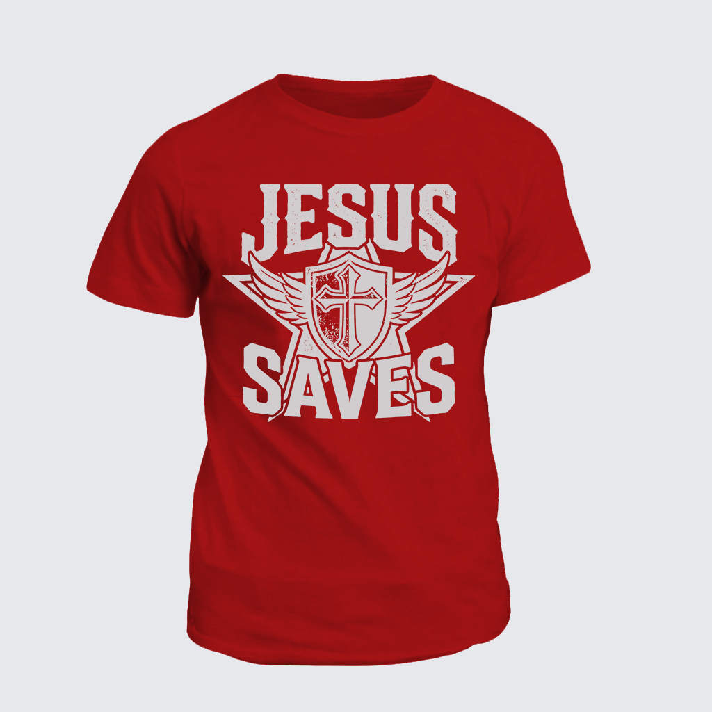 Jesus Saves Jesus God Christian Cotton T-Shirt