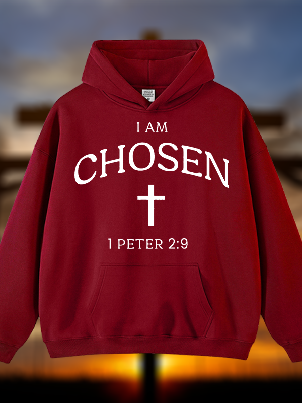 I Am Chosen Jesus God Christian Plush Fleece-Lined Hoodie