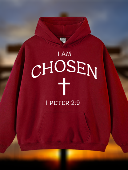 I Am Chosen Jesus God Christian Plush Fleece-Lined Hoodie
