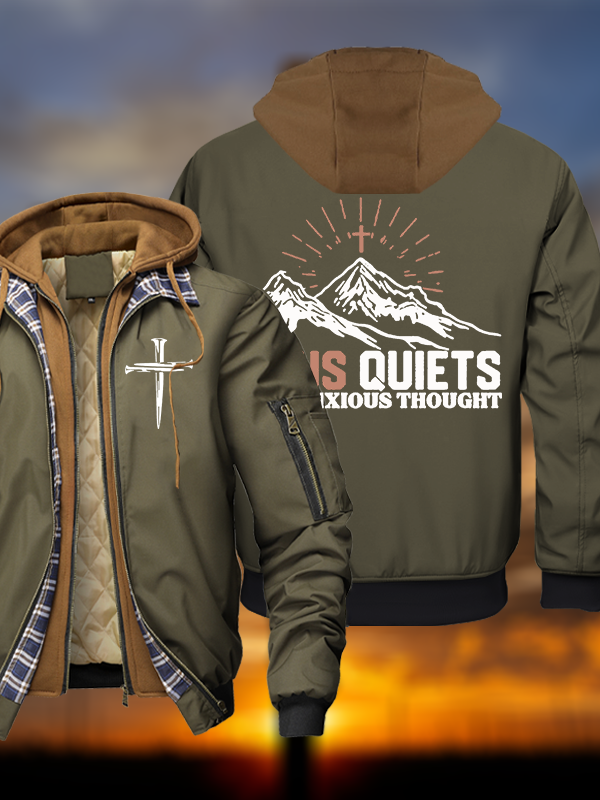 Jesus Quiets Every Anxious Thought Warm Hooded Bomber Jacket