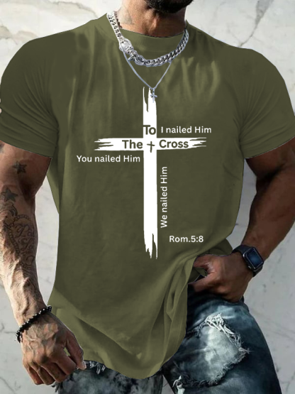 Faith Cross Romans 5:8 Jesus God Christian Cotton T-Shirt