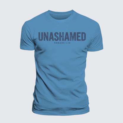 UNASHAMED Romans 1:16 Jesus God Christian Premium Mercerized Cotton Tee