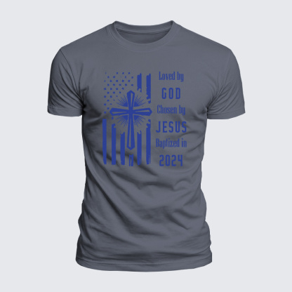 Loved By God Chosen By Jesus Baptized Jesus God Christian  – Luxe Mercerized Interlock Cotton Tee