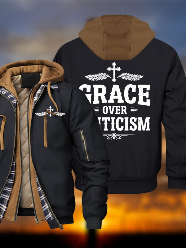 Grace Over Criticism Warm Hooded Bomber Jacket