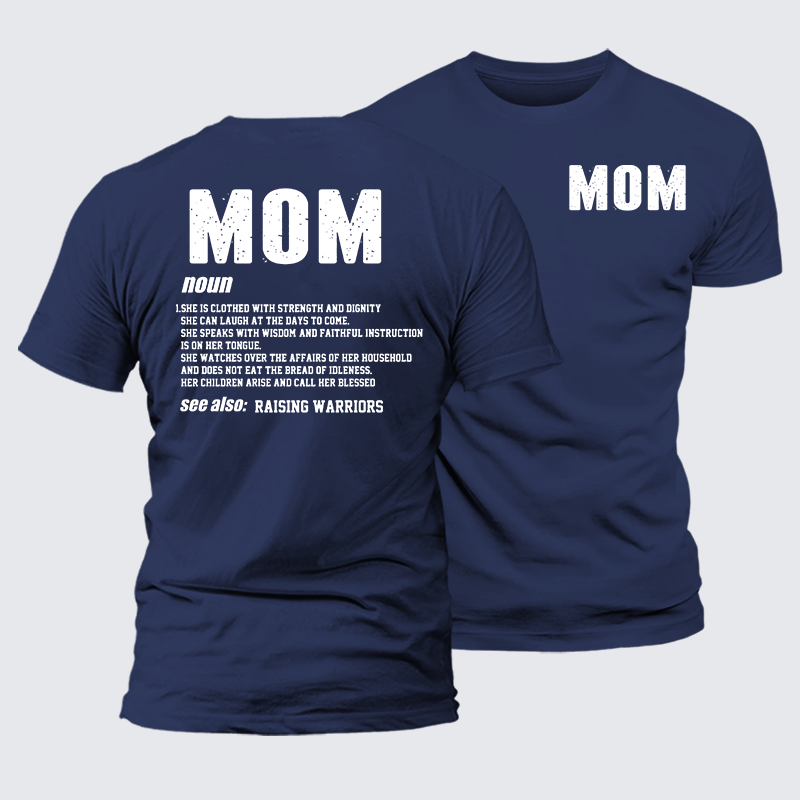 Mom Raising Warriors Jesus God Christian Premium Mercerized Cotton Tee