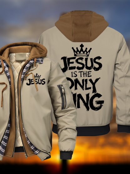 Jesus Is The Only King Warm Hooded Bomber Jacket