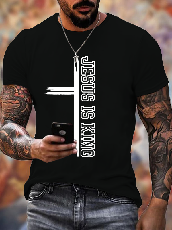 Man Of God Husband Dad Jesus God Christian Cotton T-Shirt