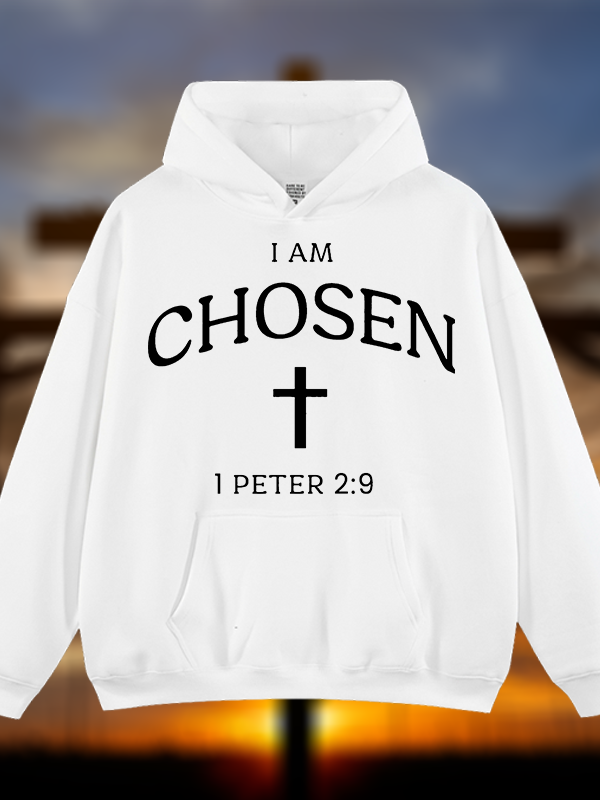 I Am Chosen Jesus God Christian Plush Fleece-Lined Hoodie