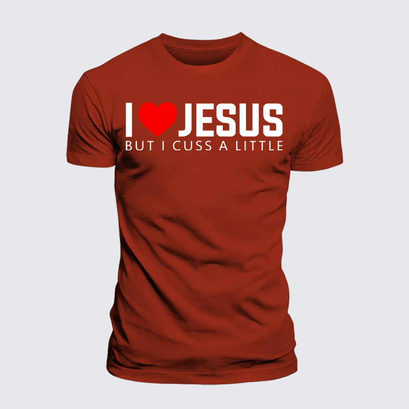 I Love Jesus But I Cuss A Little Jesus God Christian Premium Mercerized Cotton Tee