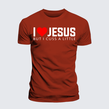 I Love Jesus But I Cuss A Little Jesus God Christian Premium Mercerized Cotton Tee