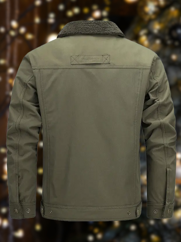 Men's Cross Print Casual Fleece-Lined Jacket