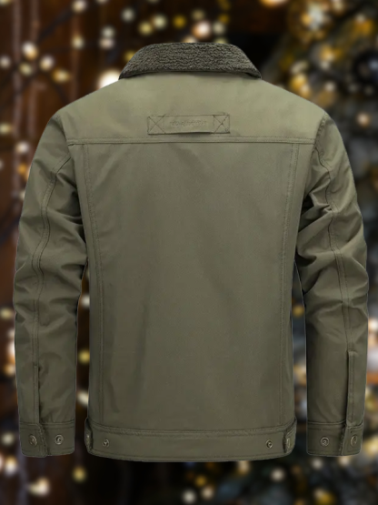 Men's Cross Print Casual Fleece-Lined Jacket