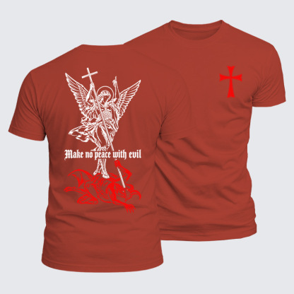 Luxe Mercerized Cotton Tee -Make No Peace with Evil – Saint Michael