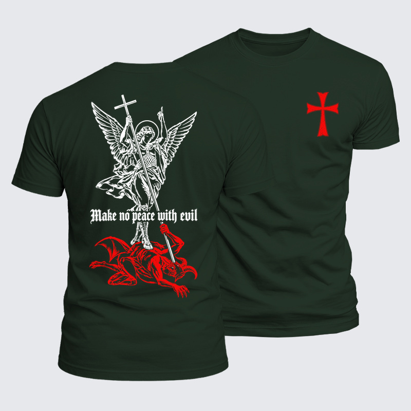 Luxe Mercerized Cotton Tee -Make No Peace with Evil – Saint Michael