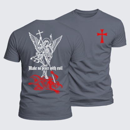 Luxe Mercerized Cotton Tee -Make No Peace with Evil – Saint Michael